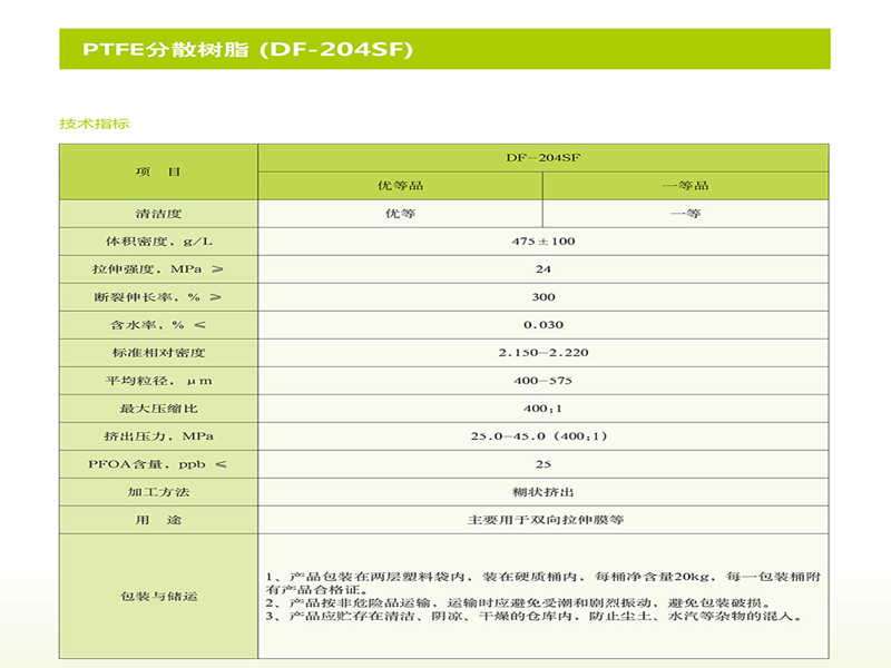 PTFE分散树脂 (DF-204SF)
