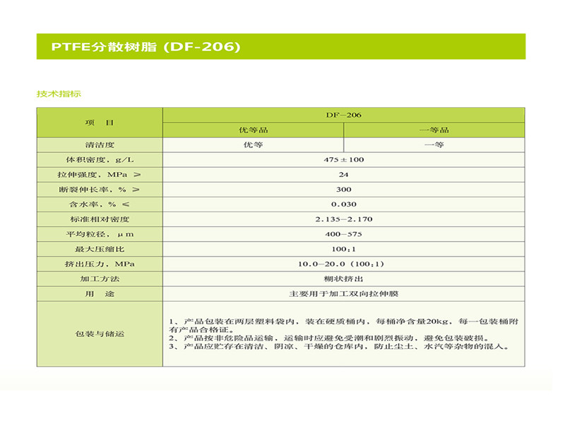 PTFE分散树脂 (DF-206)