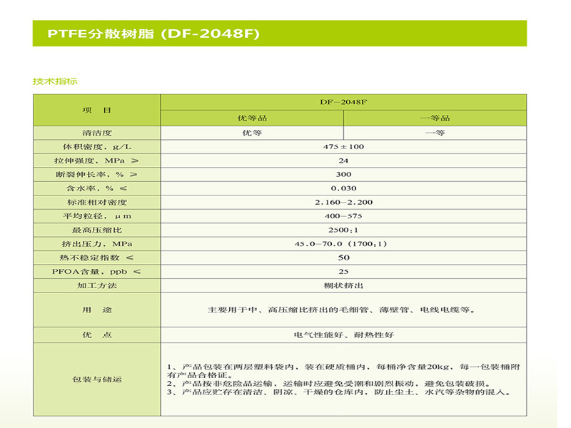 PTFE分散树脂 (DF-2048F)